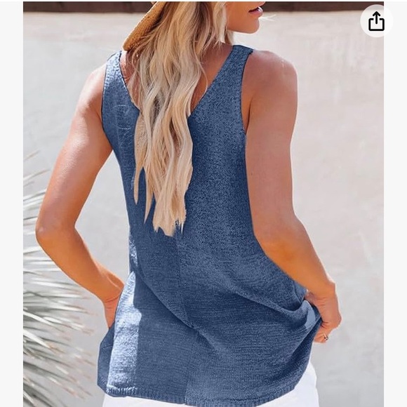 LG Summer Tank by Shewin in Dark Navy Blue NWOT - Picture 3 of 5